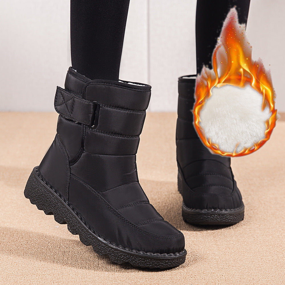 Snow Boots Winter Warm Plush Shoes Women Waterproof Low Heels Platform Ankle Boots Female Shoes - RewaGold