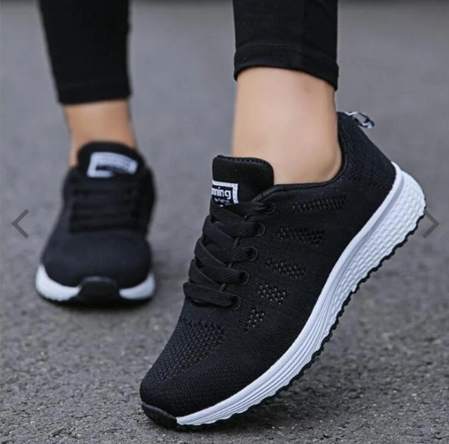 Women's Sports Sneakers – Lightweight Mesh with Low Wedge Heel - RewaGold