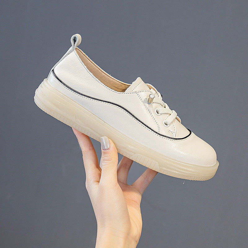 First Layer Cowhide Board Shoes Retro Female Soft Bottom Women's Shoes - RewaGold