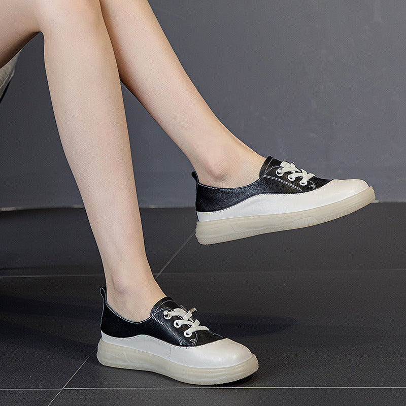 
                      
                        First Layer Cowhide Board Shoes Retro Female Soft Bottom Women's Shoes - RewaGold
                      
                    