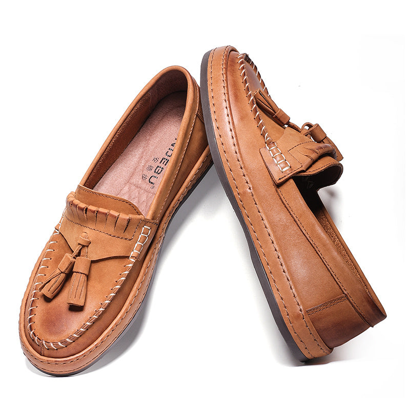 Summer British Style Leather Slip-on Casual Men's Shoes - RewaGold