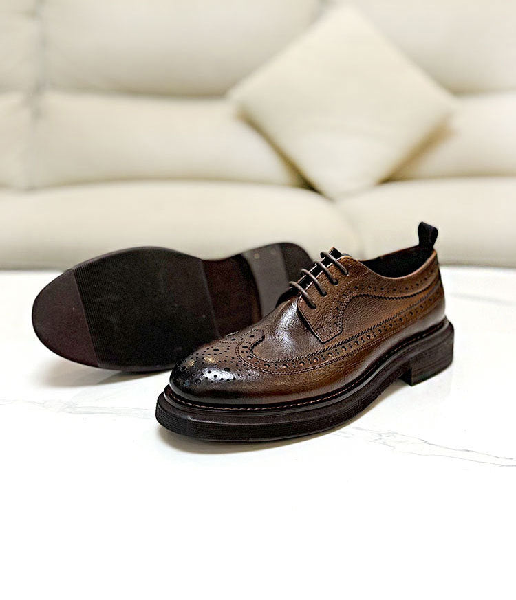 
                      
                        Men's Brogue Leather Shoes - Thick Sole & Height-Enhancing - RewaGold
                      
                    