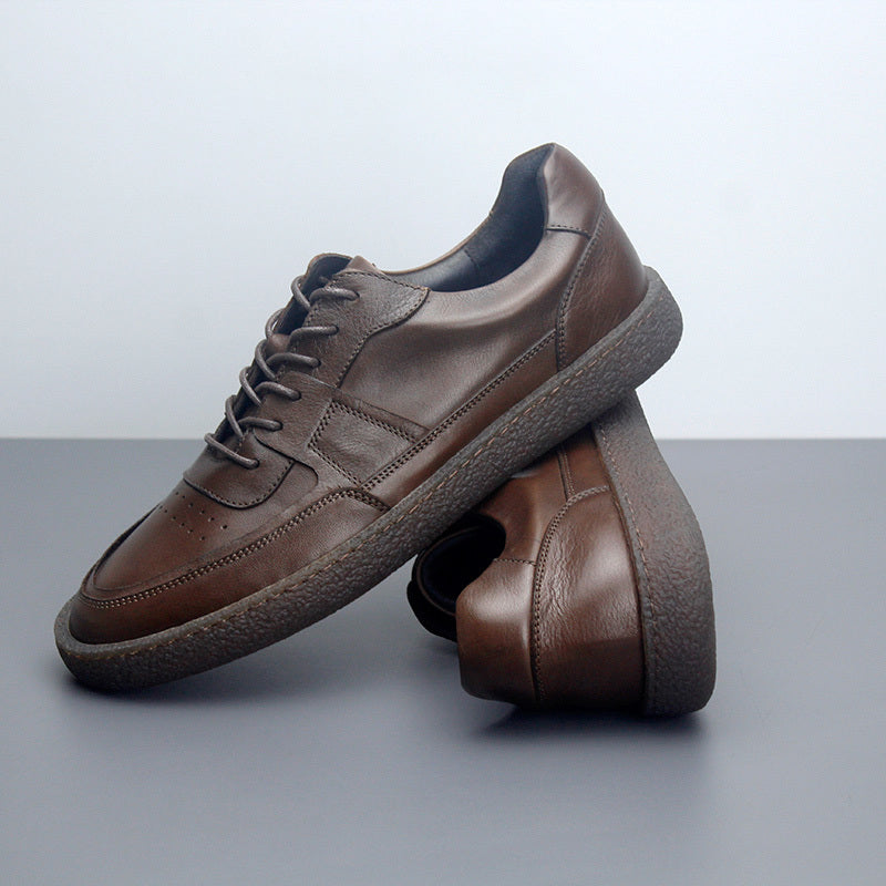 Vintage Leather Sneakers - Breathable Low-Top Men’s Casual Shoes - RewaGold