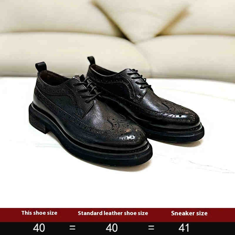 
                      
                        Men's Brogue Leather Shoes - Thick Sole & Height-Enhancing - RewaGold
                      
                    