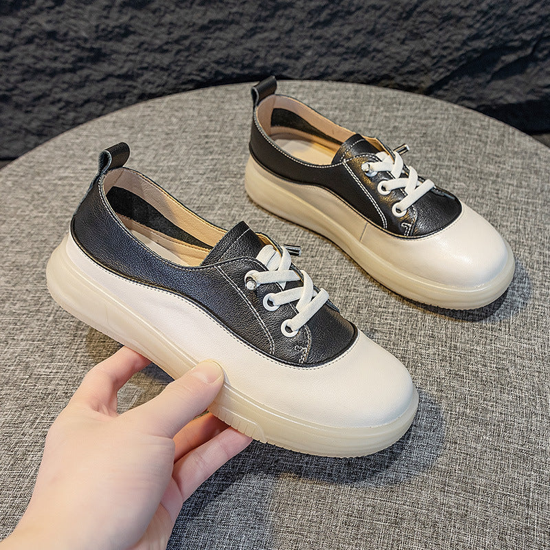 
                      
                        First Layer Cowhide Board Shoes Retro Female Soft Bottom Women's Shoes - RewaGold
                      
                    