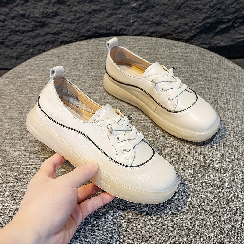 
                      
                        First Layer Cowhide Board Shoes Retro Female Soft Bottom Women's Shoes - RewaGold
                      
                    